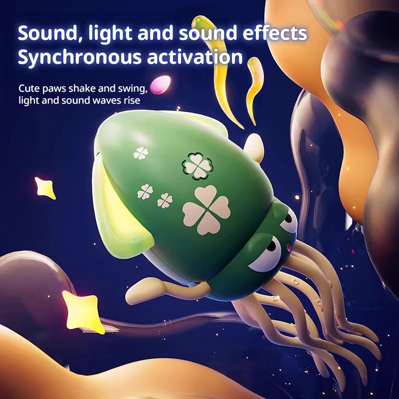Creative Dancing Squid: auto-sense, obstacle-avoid e-pet with music, lights, rechargeable & interactive gift.