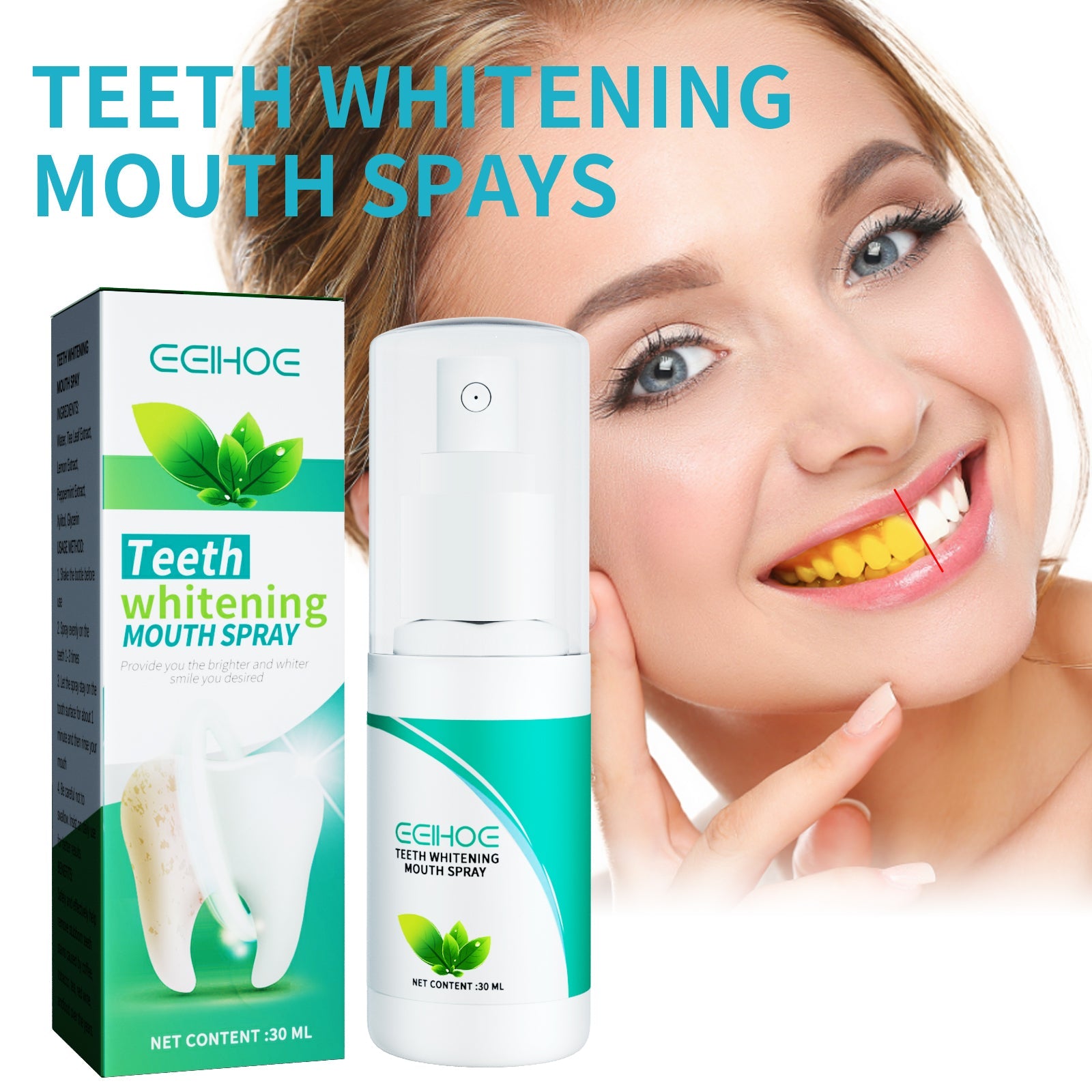 Teeth Whitening Mouth Spray, Clean Stains And Stones Fresh Breath Dental Care Spray