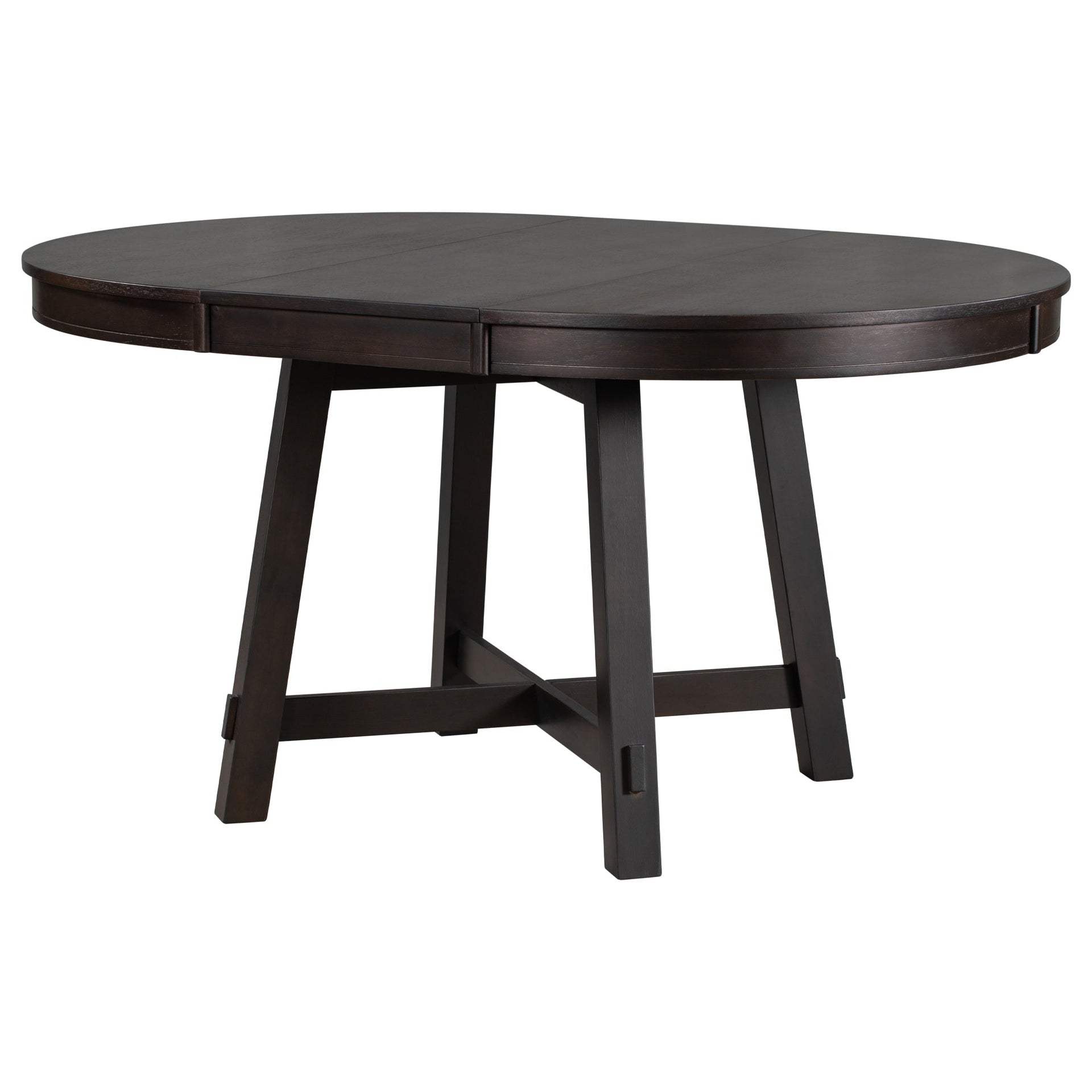 TREXM Farmhouse Round Extendable Dining Table with 16