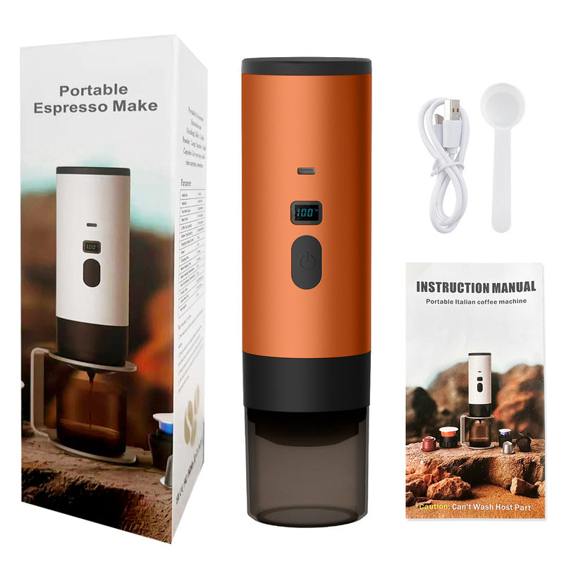 Portable Wireless 3-in-1 Espresso Maker, 7800mAh, Car/Home/Camping, Ground/Capsule Coffee.