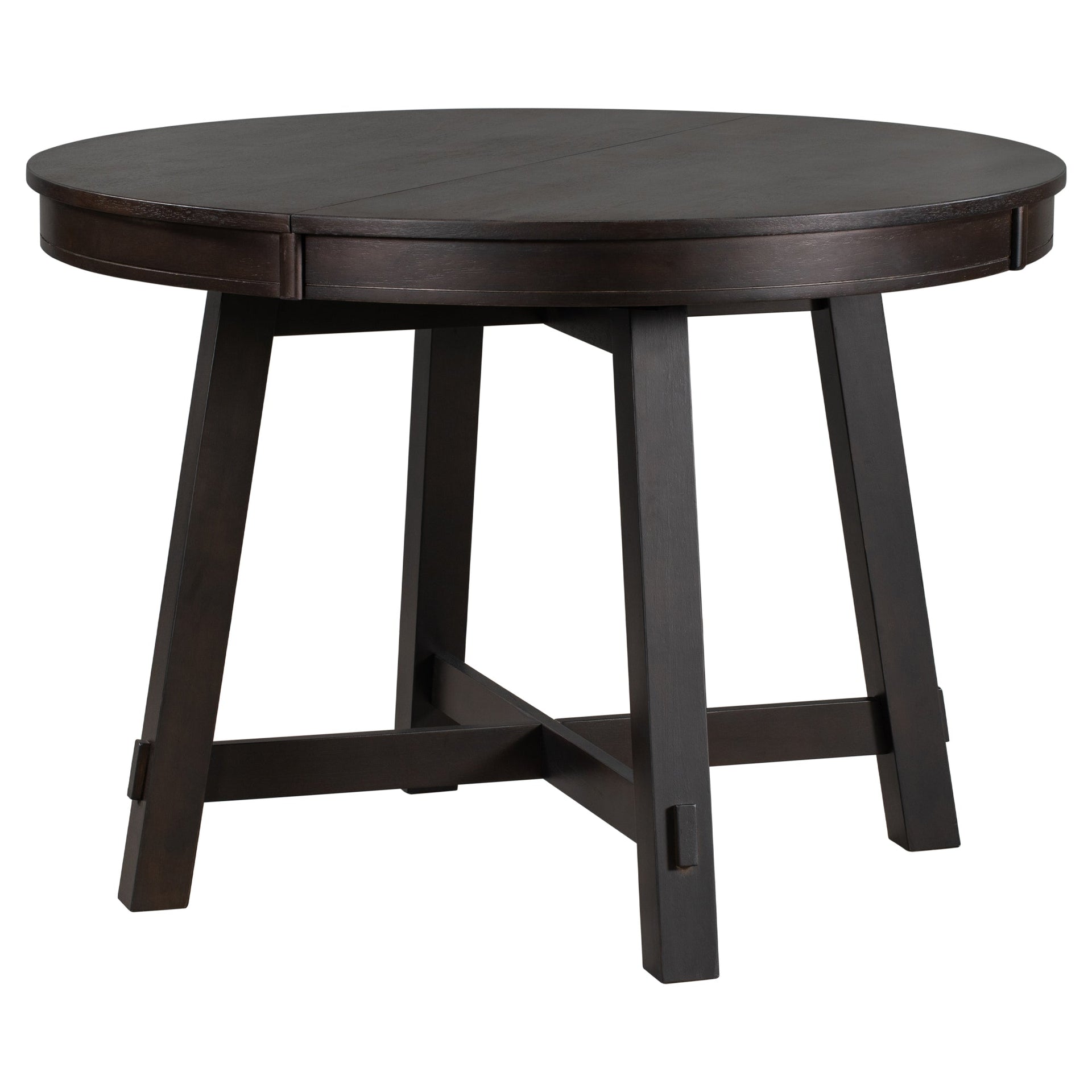 TREXM Farmhouse Round Extendable Dining Table with 16