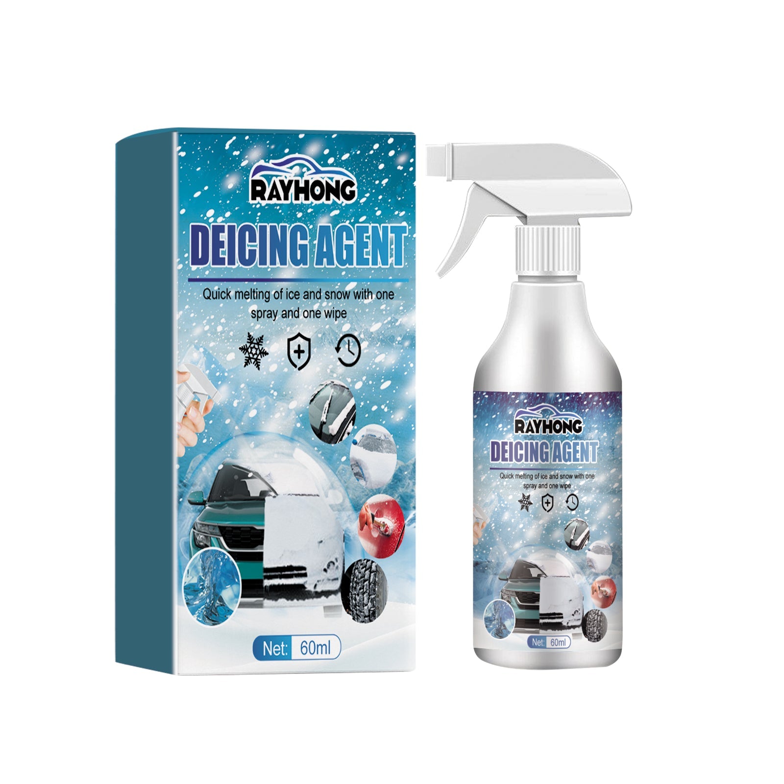Snow Defrosting Agent, Car Windshield Windows Fast And Powerful Defrosting Defogging Deicing And Snow-melting Cleaning Agent