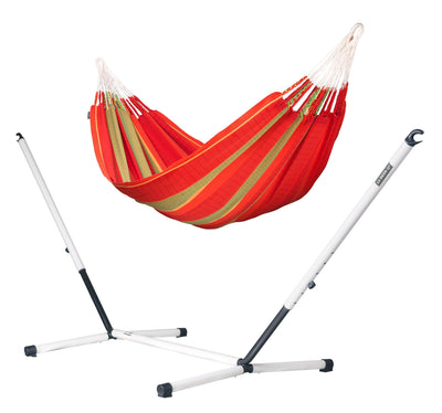 Nautico Cool Grey Colombia Chilli - Organic Cotton Kingsize Hammock with Powder Coated Steel Stand