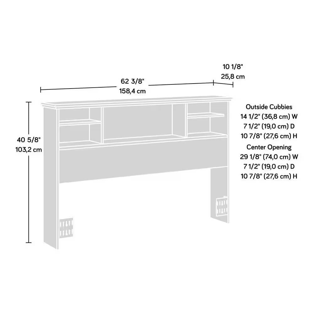 Full / Queen size Farmhouse Bookcase Headboard in Grey White Wood Finish