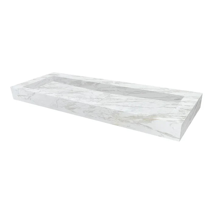 Fantasy White Marble Modern Rectangular Sink Wall-mount Bathroom Sink (W)18