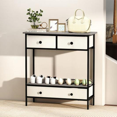 Farmhouse Console Table with Open Storage Shelf for Hallway-Gray