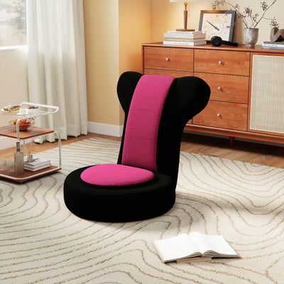 Floor Comfy Gaming Leisure Chair with Adjustable Headrest and Backrest-Pink