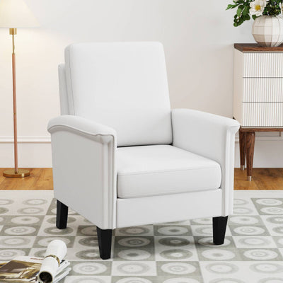 Floral Accent Chair Farmhouse Boho Armchair with Solid Wood Legs and High Back-Beige