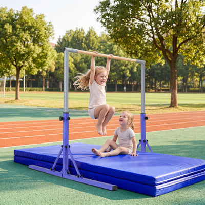 Foldable Gymnastics Bar for Kids with 3-Level Adjustable Heights-Purple