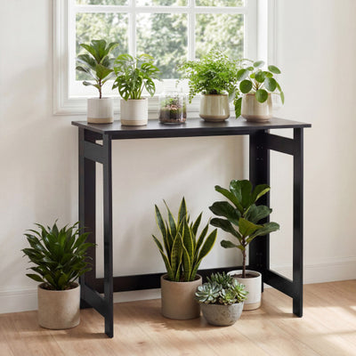 Folding Console Table with Foldable Legs-Black