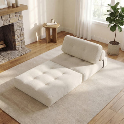 Folding Sofa Bed with Pillow and Back Support for Living Room-Beige