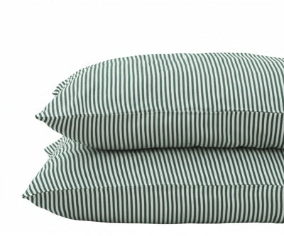 Striped Pillowcases - Forest Green