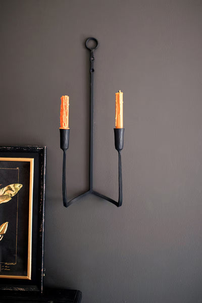 Forged-Iron Double Taper Wall Sconce