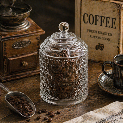 Honeycomb Glass Storage Jar with Lid