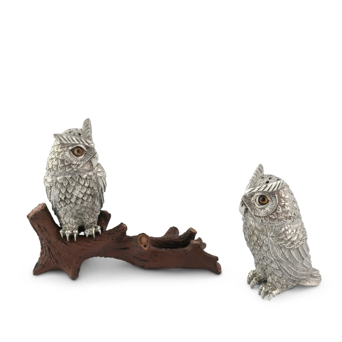 Vagabond House Owl on Log Salt and Pepper Shaker
