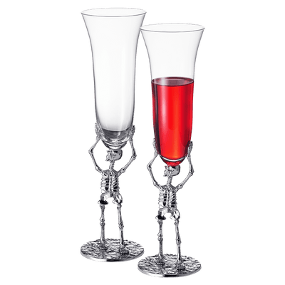 Stemmed Skeleton Champagne Flute Glass | Set of 2 | 7.5oz Halloween Skeleton Glasses 10