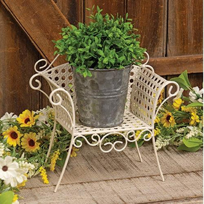 Rustic Metal Garden Chair Planter
