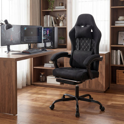 Gaming Chair Height Adjustable Computer Chair with Headrest Video Game Chair-Black