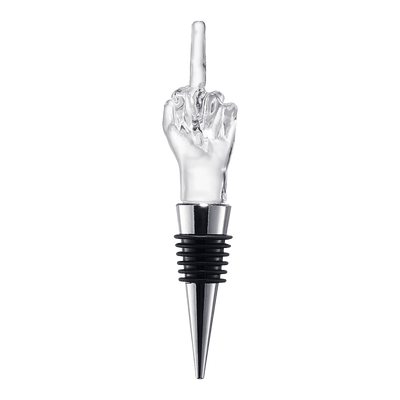 Unique Wine Bottle Stopper - Funny Wine Cork Beverage Bottle Sealer, Middle Finger Shaped Gag Gift For Wine Connoisseur & Lover, Reusable Glass Sealing Plug, Silicone Bottle Cap For Him, Her