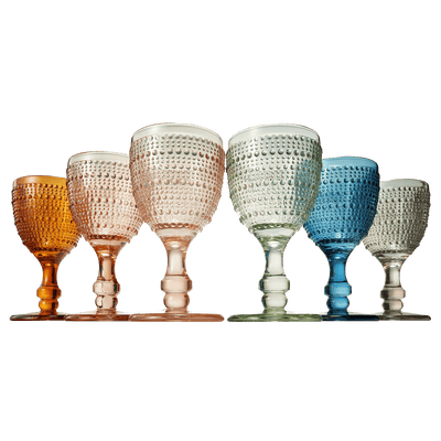 Tonal Hobnail Goblet, Stemmed Wine Glassware, Set of 6