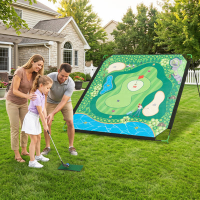 71 x 71 Inches Golf Chipping Game Set for Indoor and Outdoor Practice