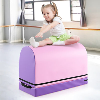 Gymnastics Vaulting Box with Detachable Mat Carrying Handle for Kids-Purple