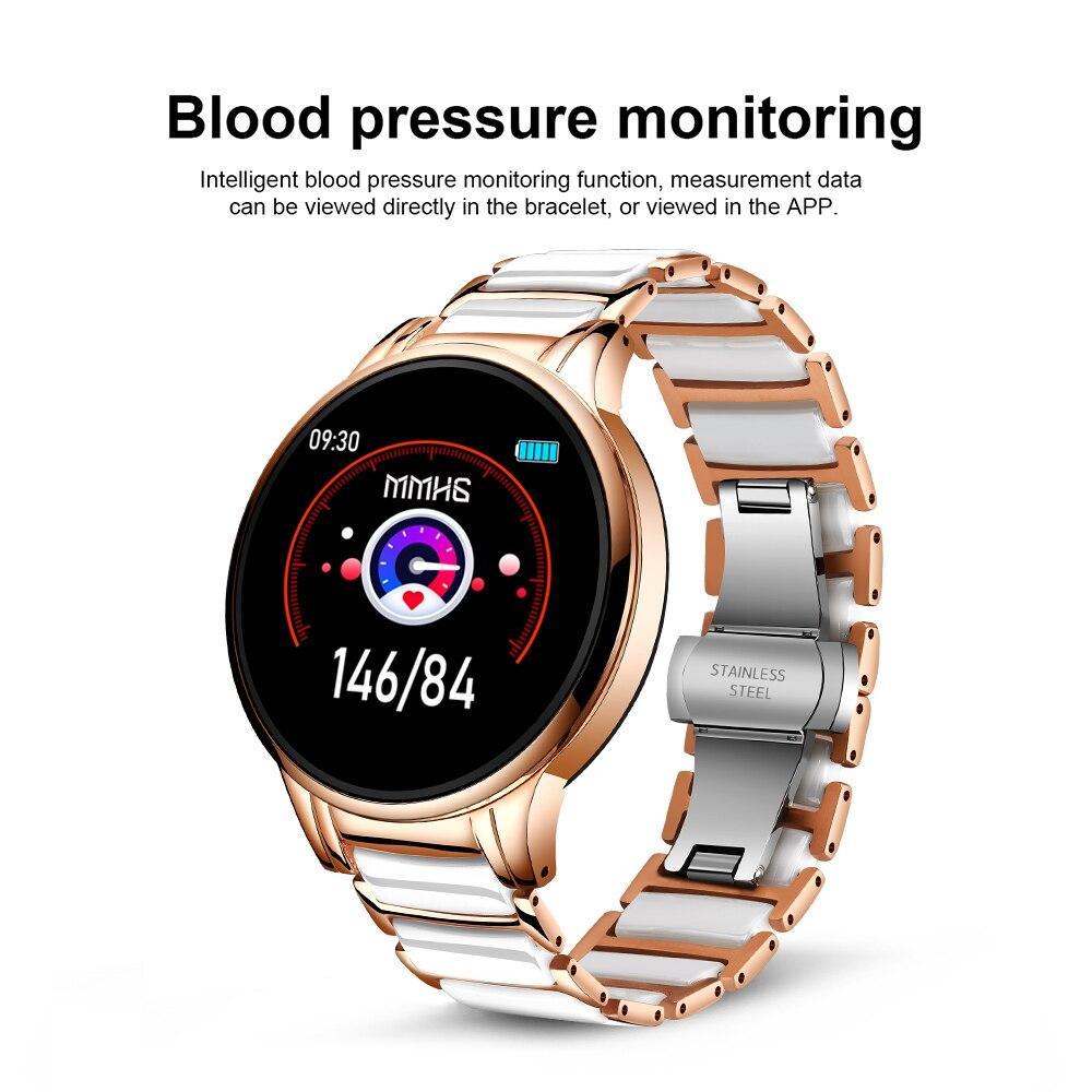 New Ceramic Smart Sport Fitness Watch For Women With Heart Rate Blood Pressure Monitor For Android and IOS Sistems Sport Multifunctional Steel Belt Smartwatch