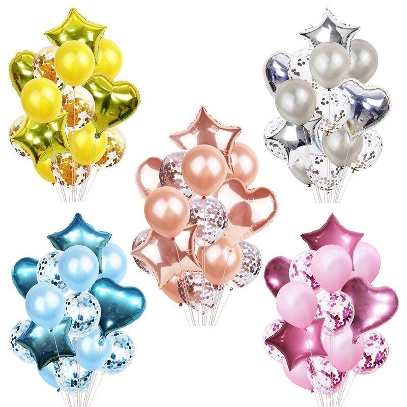 14Pcs Multi Confetti Balloons For Happy Birthday Party Balloons In Several Luxury Variant Helium Ballons For Celebrations for Boy Girls and Babies party