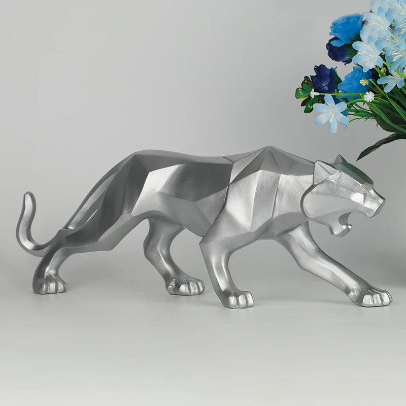 Black panther animal statue Resin abstract Geometric Style Decor Crafts Modern home livingroom office desktop Sculpture Ornament