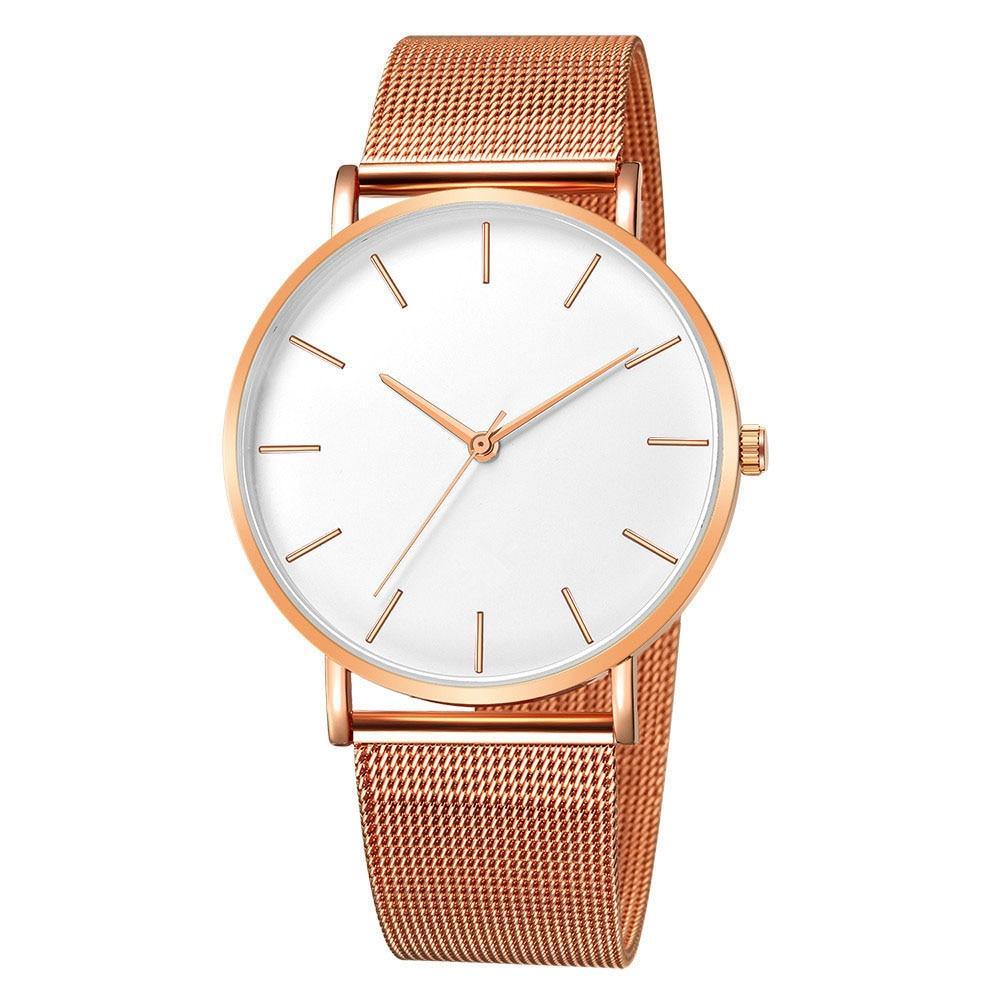 STEVVEX Women Watch Rose Gold Style Women's Mesh Belt ultra-thin Fashion para Luxury Wrist Watches For Women and Girls