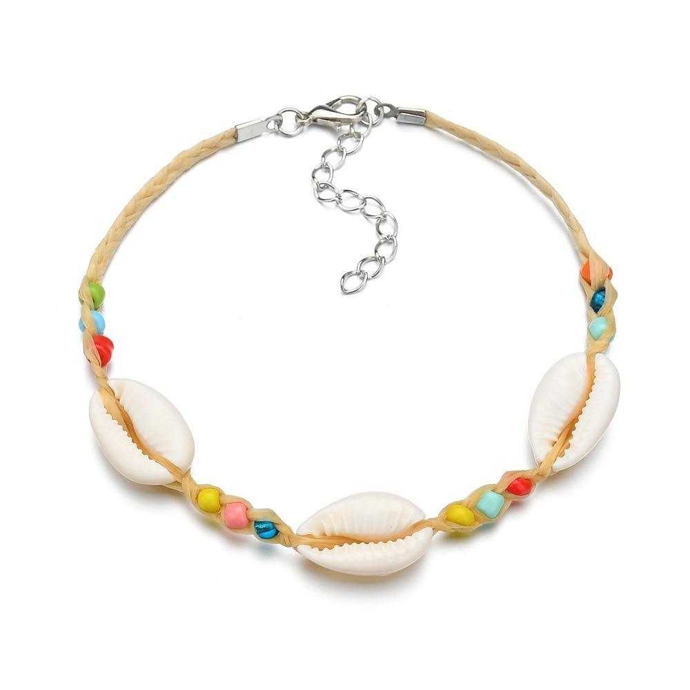 Gold Metal Shell Coconut Tree Female Anklets Barefoot Sandals Foot Summer Double Layers Foot Bracelets Leg Jewelry