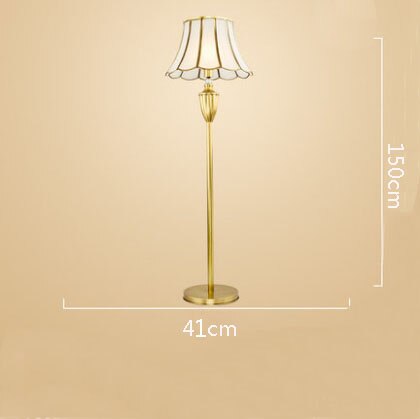 European Floor Lamp Living Room Sofa Bedroom Study Bedside Fixtures American Vertical Glass Table Lamp Full Copper Desk Light