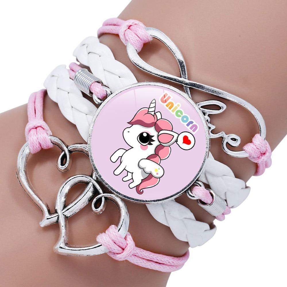 Intereting Unicorn Braided Kids Bracelet for Girls Friendship Bracelets Jewelry Multi-layer Charm Fashion Bracelet
