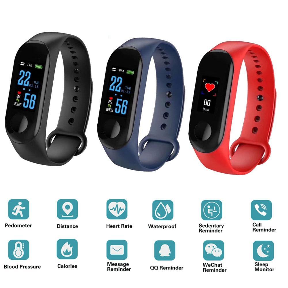 Proffesional Smart Sport Watch With Band Blood Pressure Monitor and Bracelet M3Plus Wristband for Men and Women In Modern Design