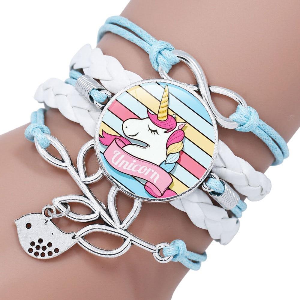 Intereting Unicorn Braided Kids Bracelet for Girls Friendship Bracelets Jewelry Multi-layer Charm Fashion Bracelet