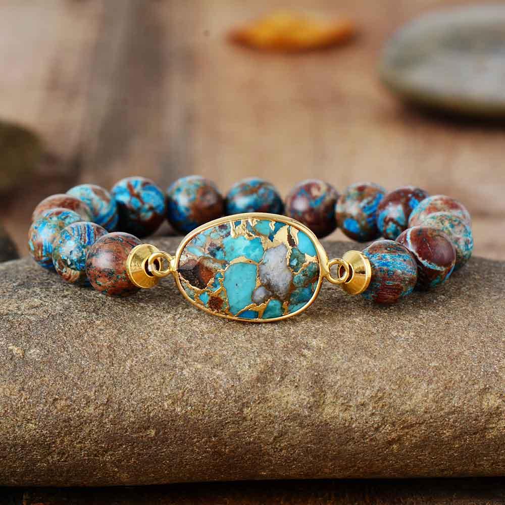 Handamde Men and Woman Bracelet Stone Tibetan Beads Women Stretchy Bracelets Yoga Elastic Charm Bracelets Luxury Jewelry