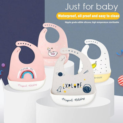 Bib Waterproof Silicone Feeding Saliva Towel Newborn Adjustable Bur Cloth Turban Disposable Cartoon with Elegant Deisgn For Baby and Kids