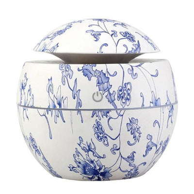 Modern NEW TREND Handmade Print Colorful Rose Mini USB Aroma Essential Oil Diffuser Ultrasonic Air Humidifier Mist Maker Aroma 7 Color LED Light Home Office Decor Diffuser for Living room and Bedroom
