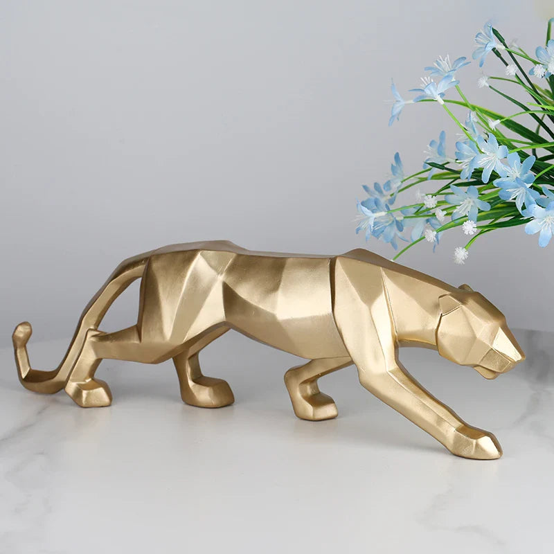 Black panther animal statue Resin abstract Geometric Style Decor Crafts Modern home livingroom office desktop Sculpture Ornament