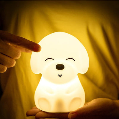Dog LED Night Light Touch Sensor Remote Control Colors USB Rechargeable Silicone Puppy Lamp For Children Kids Baby Perfect Gift