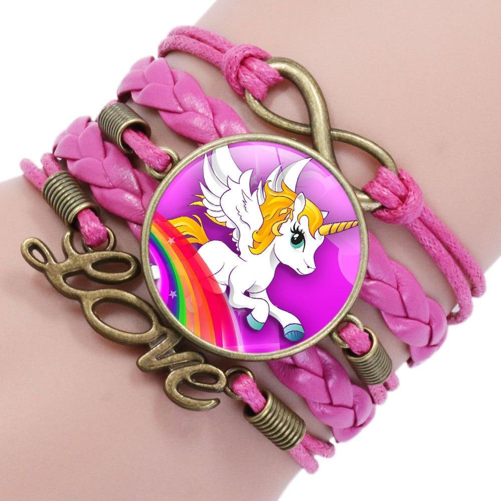 Intereting Unicorn Braided Kids Bracelet for Girls Friendship Bracelets Jewelry Multi-layer Charm Fashion Bracelet