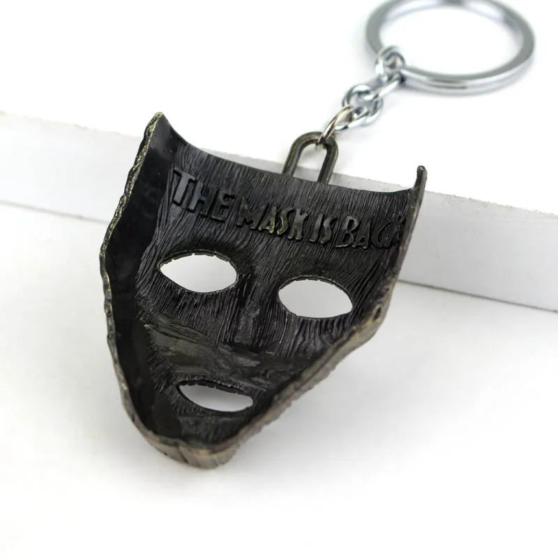 Punk Jim Carrey Movie The Mask Keychain Keyring Fancy Dress Loki Halloween key chains Pendant Funny Car Chaveiro
