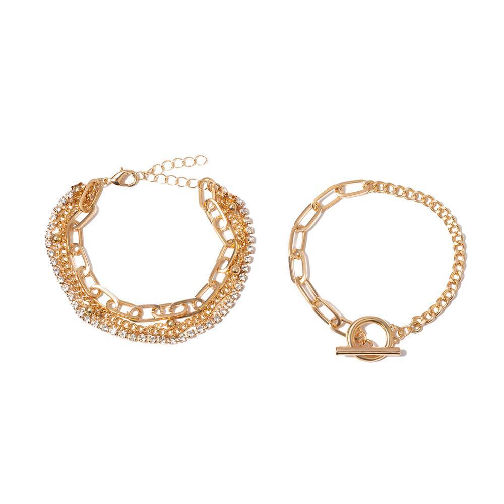 Bohemian Geometric Crystal Multi Layer Bracelets Bangles Charm Adjustable Lasso Bracelet Set For Women Luxury Jewelry Gifts