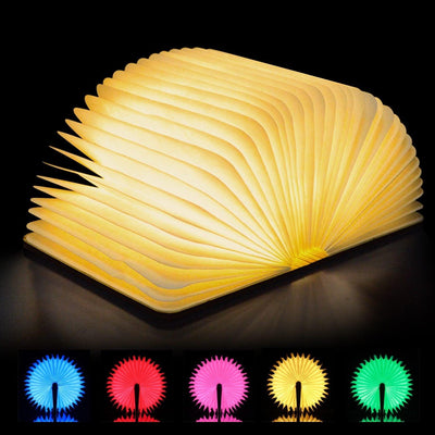 STEVVEX Led Book Lamp Light USB Rechargeable Foldable Wooden Night Light Valentine Birthday Christmas Gift for Family Friend Rechargeable Unique Gift