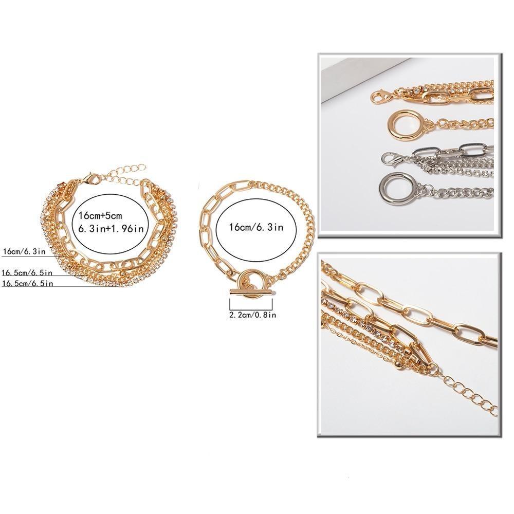 Bohemian Geometric Crystal Multi Layer Bracelets Bangles Charm Adjustable Lasso Bracelet Set For Women Luxury Jewelry Gifts