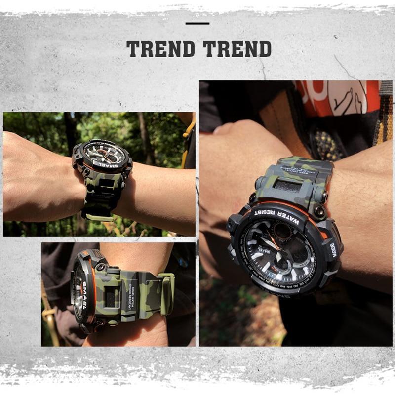 Red Modern Sport Waterproof 50M Men Watches With LED Digital Display In Military Armi Relogio Masculino Style
