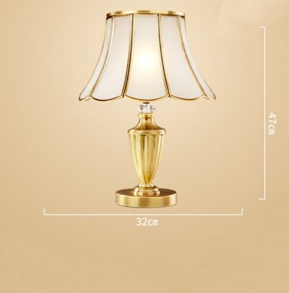 European Floor Lamp Living Room Sofa Bedroom Study Bedside Fixtures American Vertical Glass Table Lamp Full Copper Desk Light