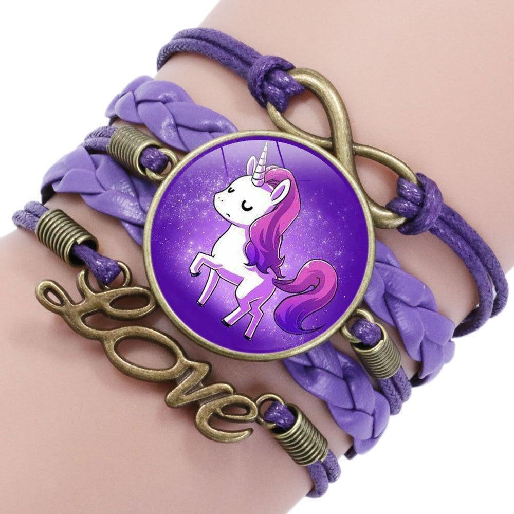 Intereting Unicorn Braided Kids Bracelet for Girls Friendship Bracelets Jewelry Multi-layer Charm Fashion Bracelet