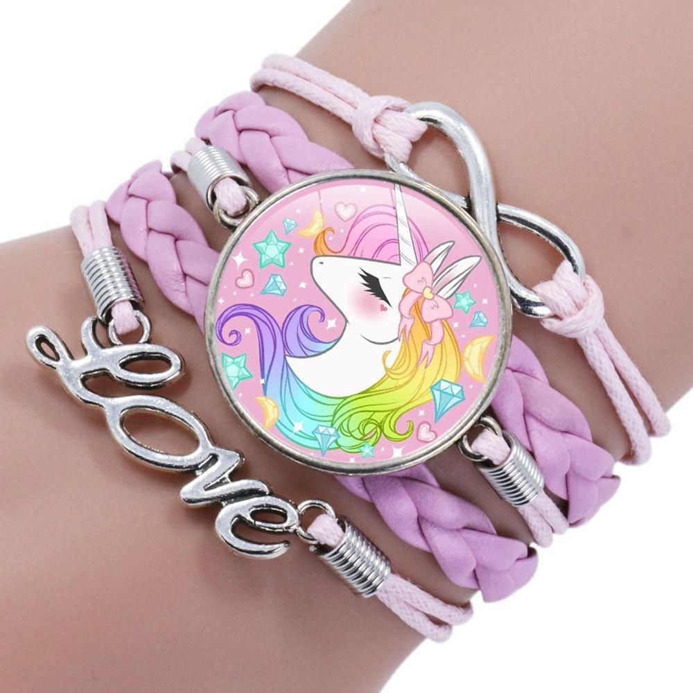 Intereting Unicorn Braided Kids Bracelet for Girls Friendship Bracelets Jewelry Multi-layer Charm Fashion Bracelet