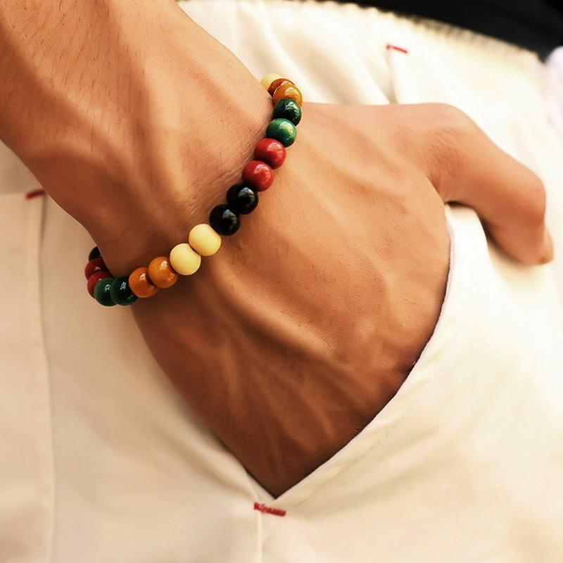 Lava Stone Men Wrist Bracelet Natural Moonstone Bead Tibetan Chakra Diffuser Bracelets For Men Jewelry Cool Gifts